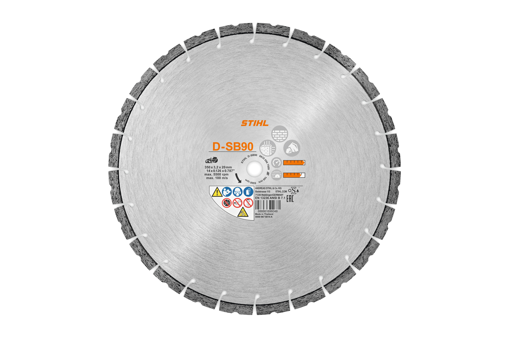 D-SB90 diamond cutting wheel - Concrete / Hard Stone - 12-16"