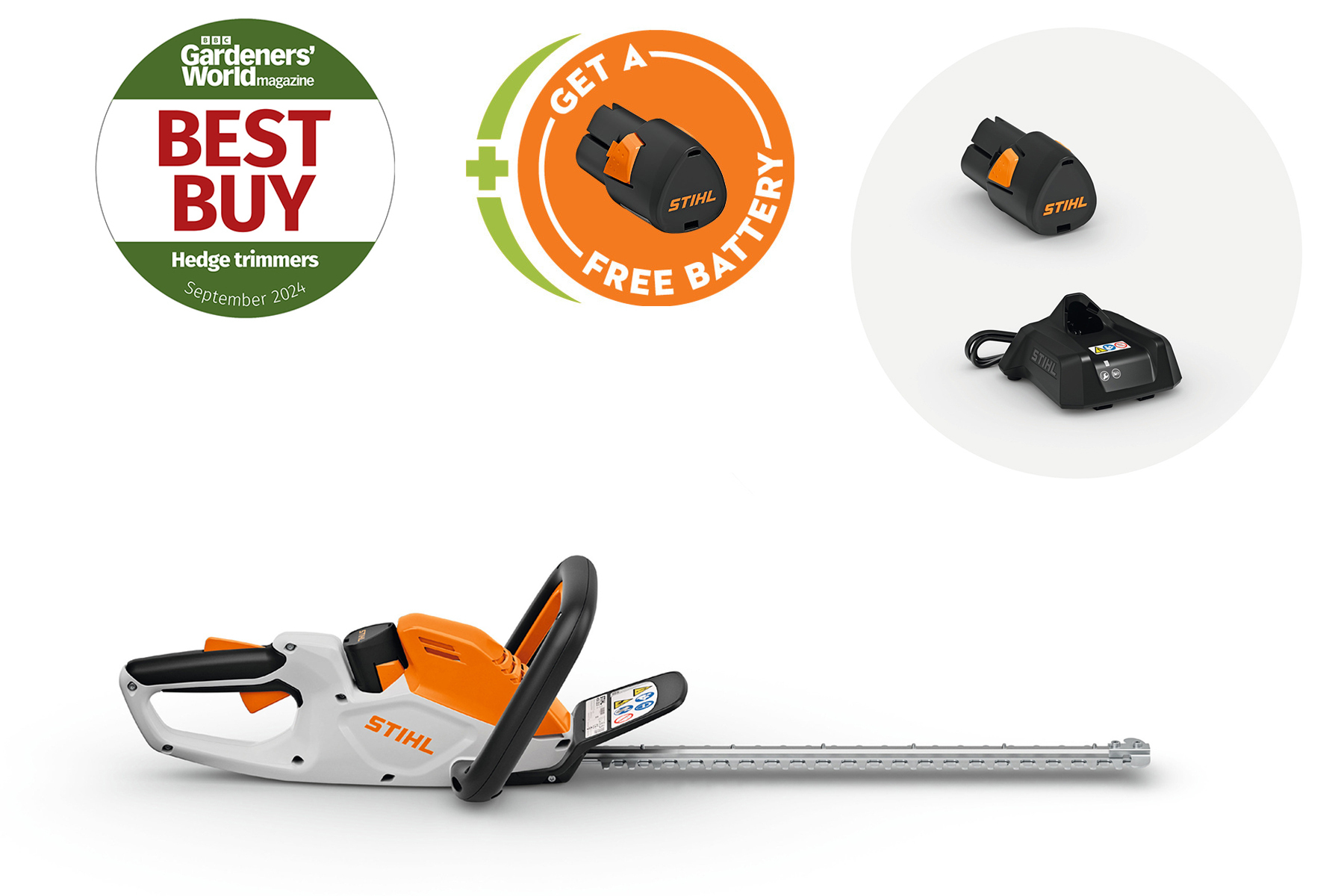 HSA 30 Cordless Hedge Trimmer with AS 2 battery and AL 1 charger