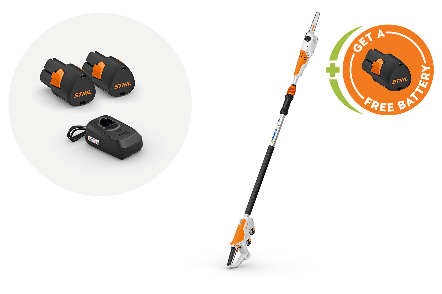 HTA 30 Cordless Pole Pruner with 2x AS 2 batteries and ALS 31 charger