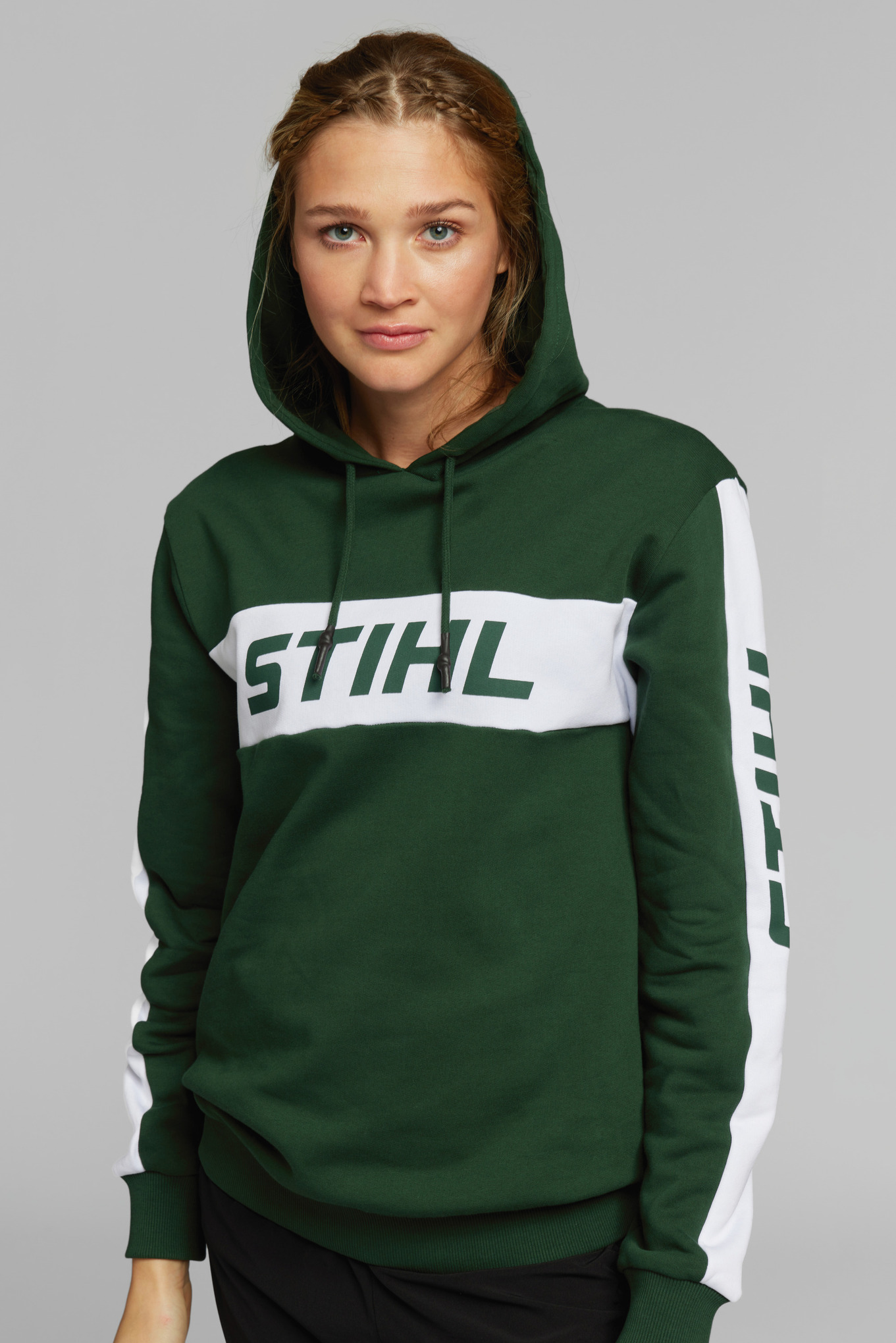 STIHL green colourblock hoodie