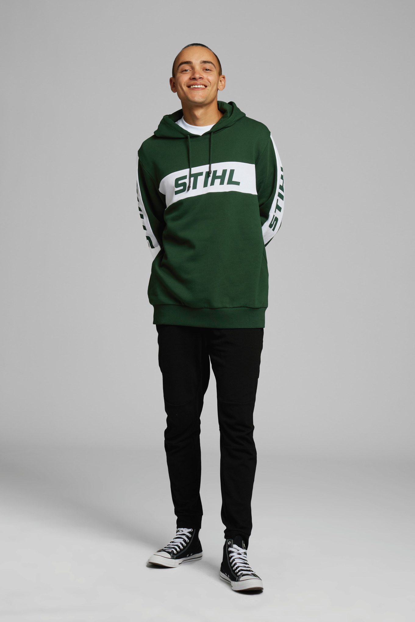 STIHL green colourblock hoodie