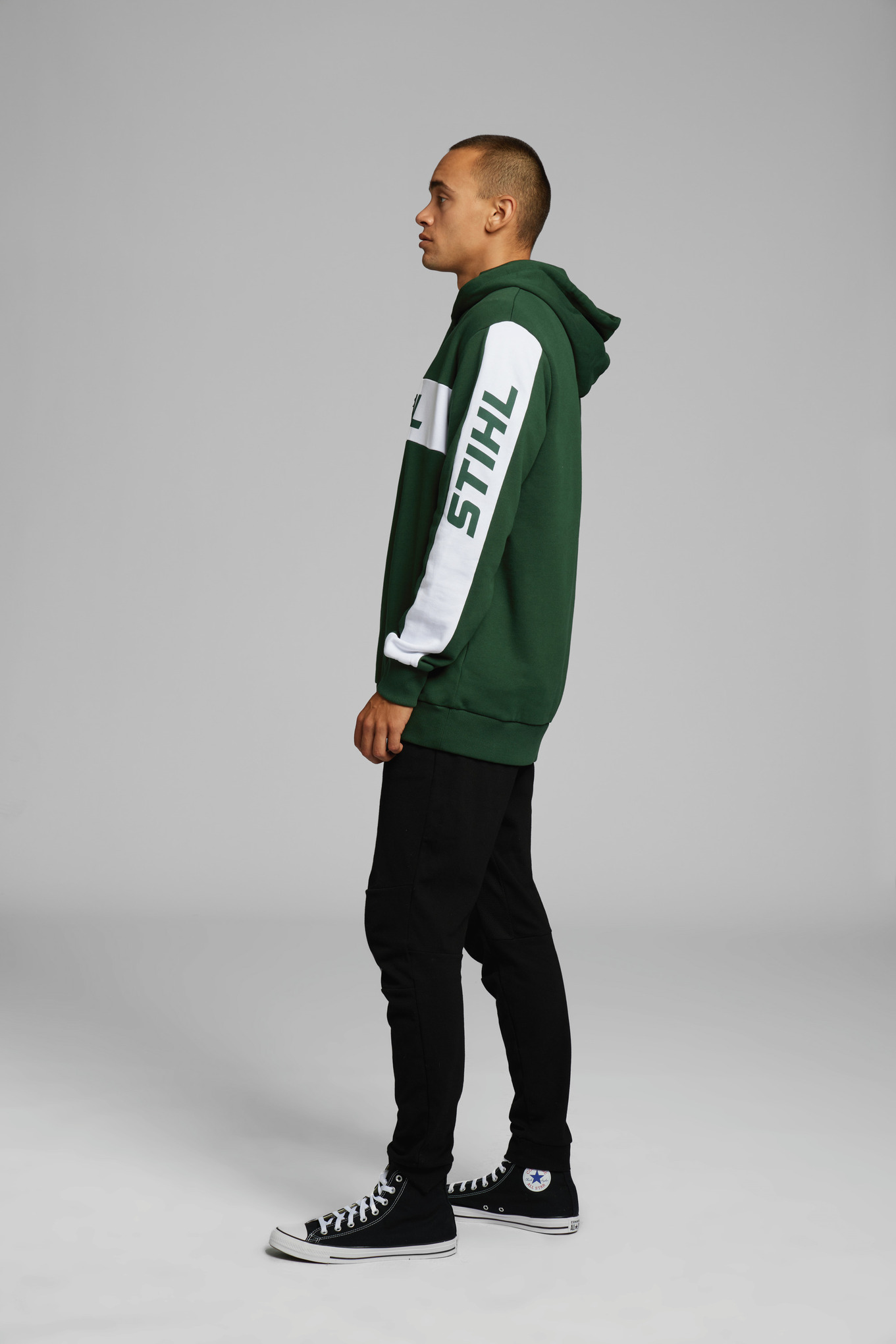 STIHL green colourblock hoodie