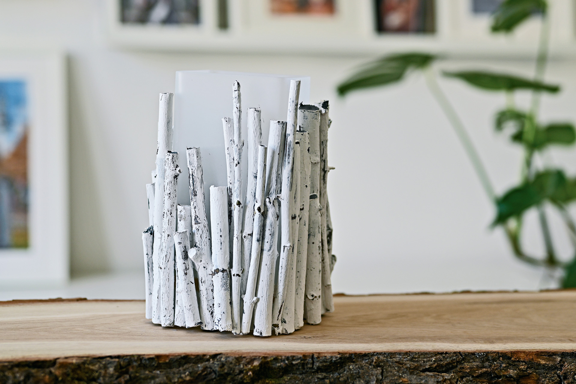 A table lamp made with twigs