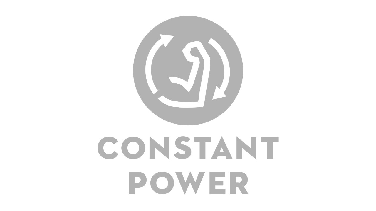 Icon with an upper arm at an angle and two clockwise arrows, captioned “Constant Power”