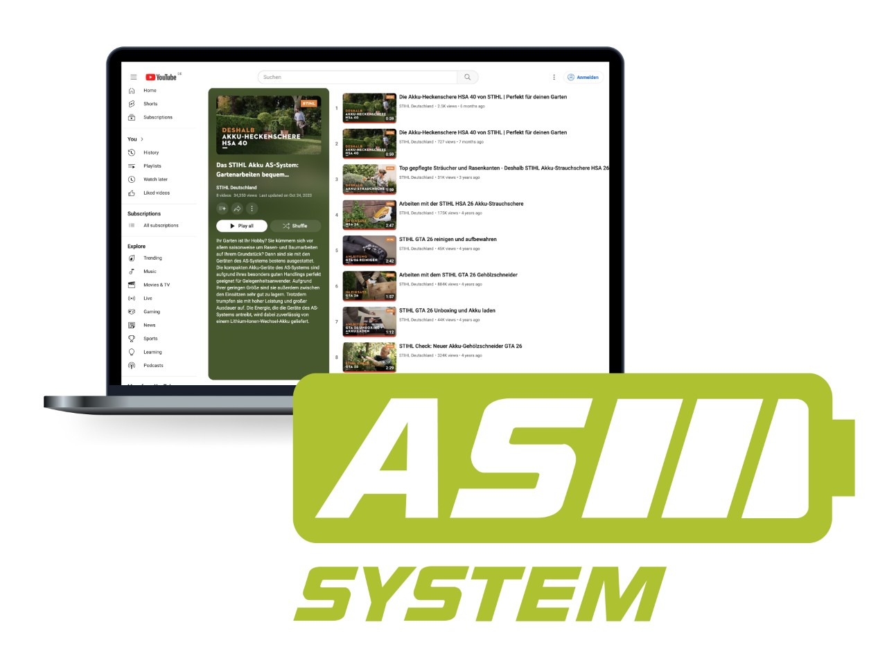 Logo for the AS system from STIHL in the shape of a grey battery symbol